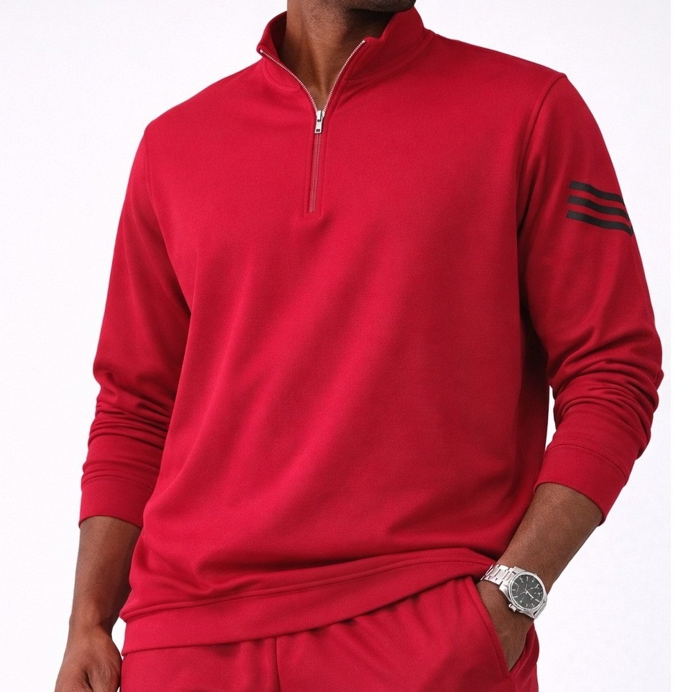 Adidas‎ Mens 1/4 Zip Pullover Climalite Red Golf Activewear Sweatshirt 2XL